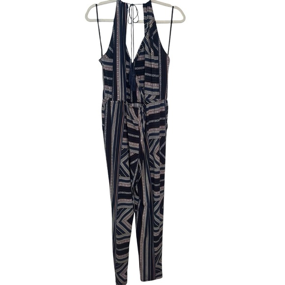 NWT BCBGeneration Navy-Multi Printed Cutout Back Jumpsuit w/ Pockets Medium - Picture 11 of 11